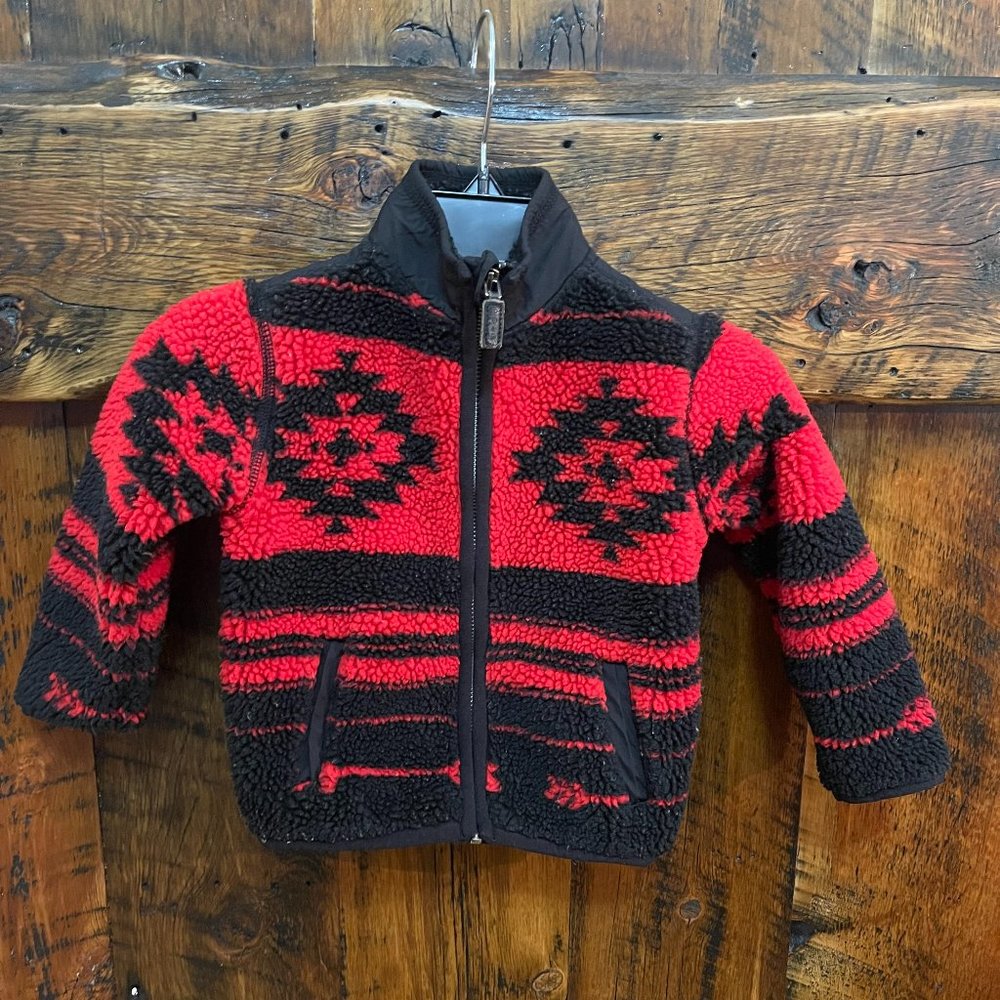 Toddler Kids Polo Ralph Lauren Western Fleece Sherpa Jacket Aztec Red Black 2T